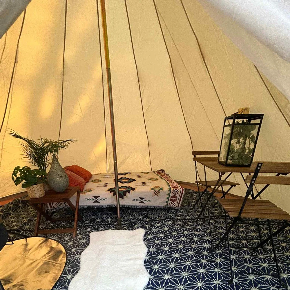 4m Tipi Tent Fireproof With Stove Hole & Flap - Image 20