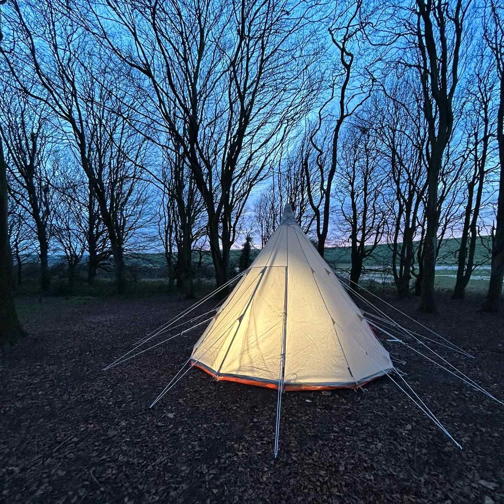 4m Tipi Tent Fireproof With Stove Hole & Flap - Image 5