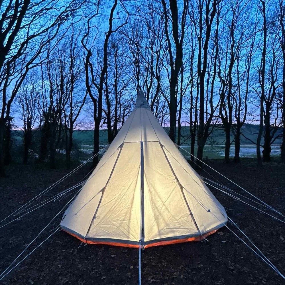 4m Tipi Tent Fireproof With Stove Hole & Flap - Image 8