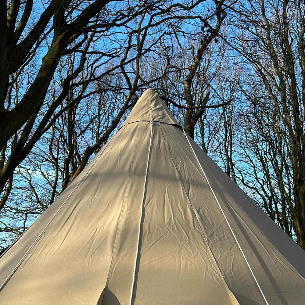 5m Tipi Tent Fireproof With Stove Hole & Flap - Image 3