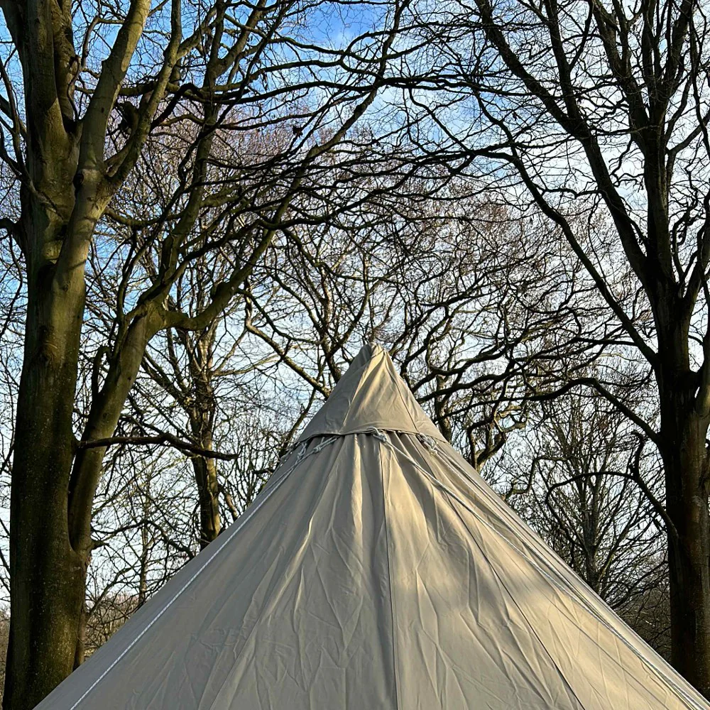 5m Tipi Tent Fireproof With Stove Hole & Flap - Image 4