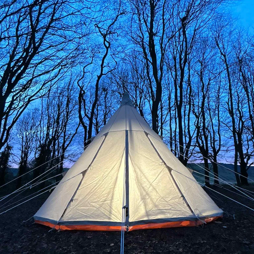 5m Tipi Tent Fireproof With Stove Hole & Flap - Image 5