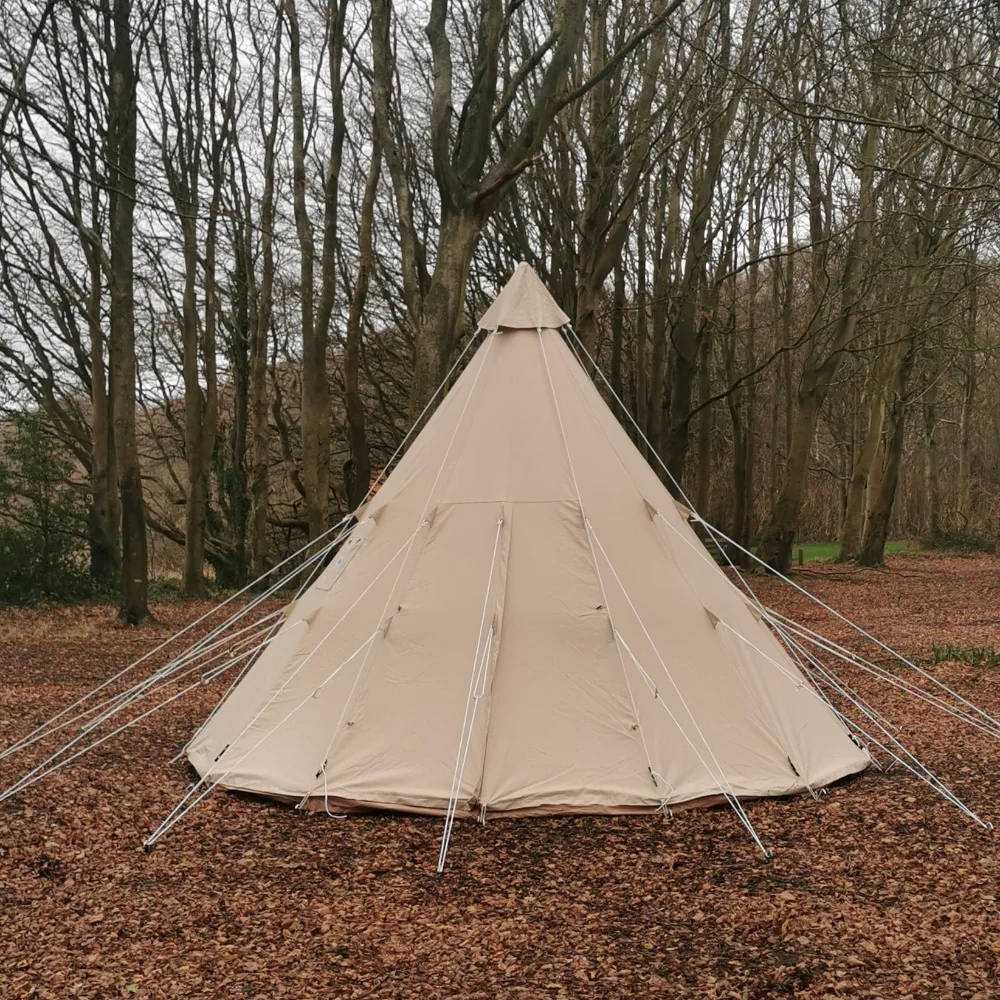 5m Tipi Tent Fireproof With Stove Hole & Flap - Image 7