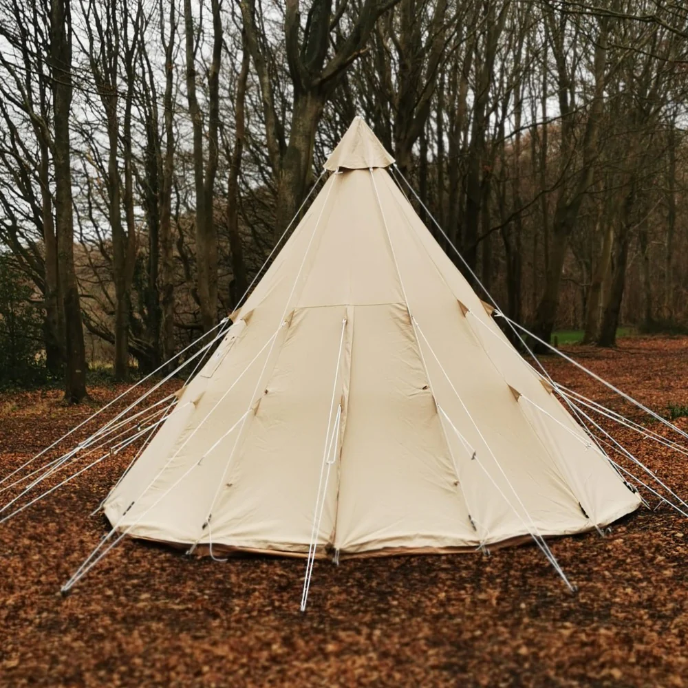 5m Tipi Tent Fireproof With Stove Hole & Flap - Image 8