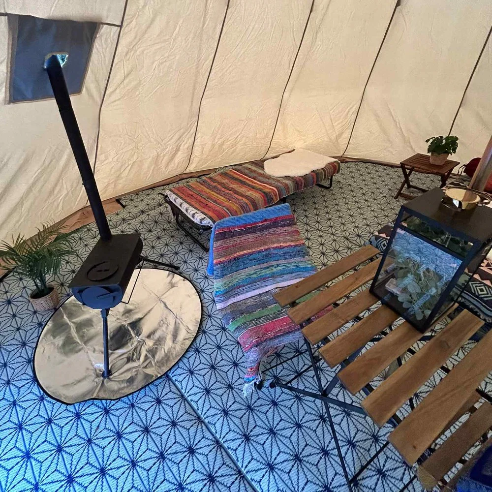 6m Tipi Tent Fireproof With Stove Hole & Flap - Image 13