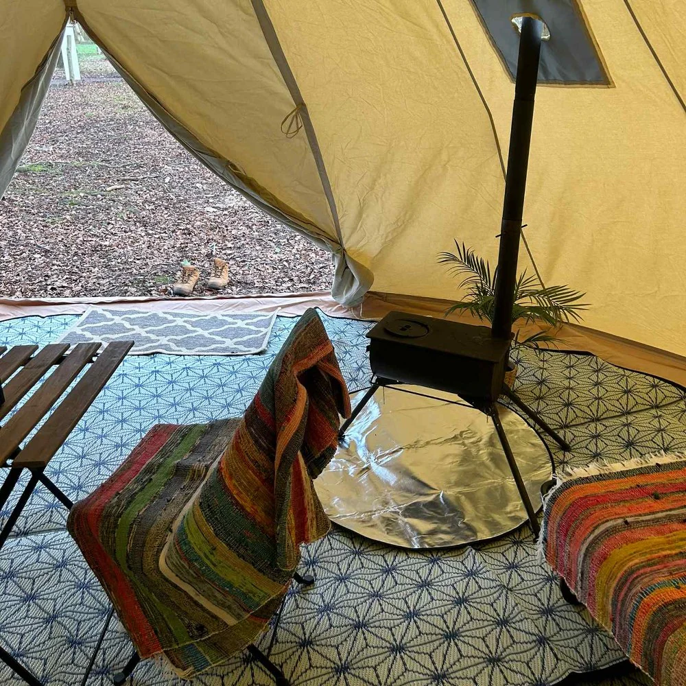 6m Tipi Tent Fireproof With Stove Hole & Flap - Image 17