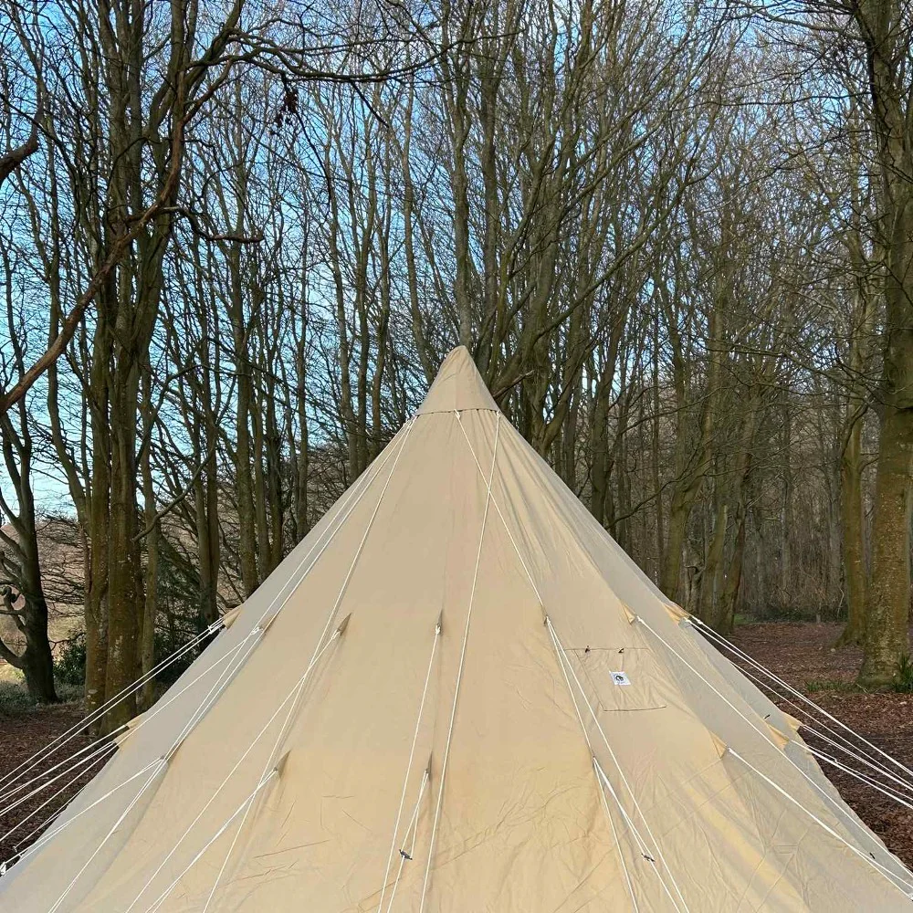 6m Tipi Tent Fireproof With Stove Hole & Flap - Image 8