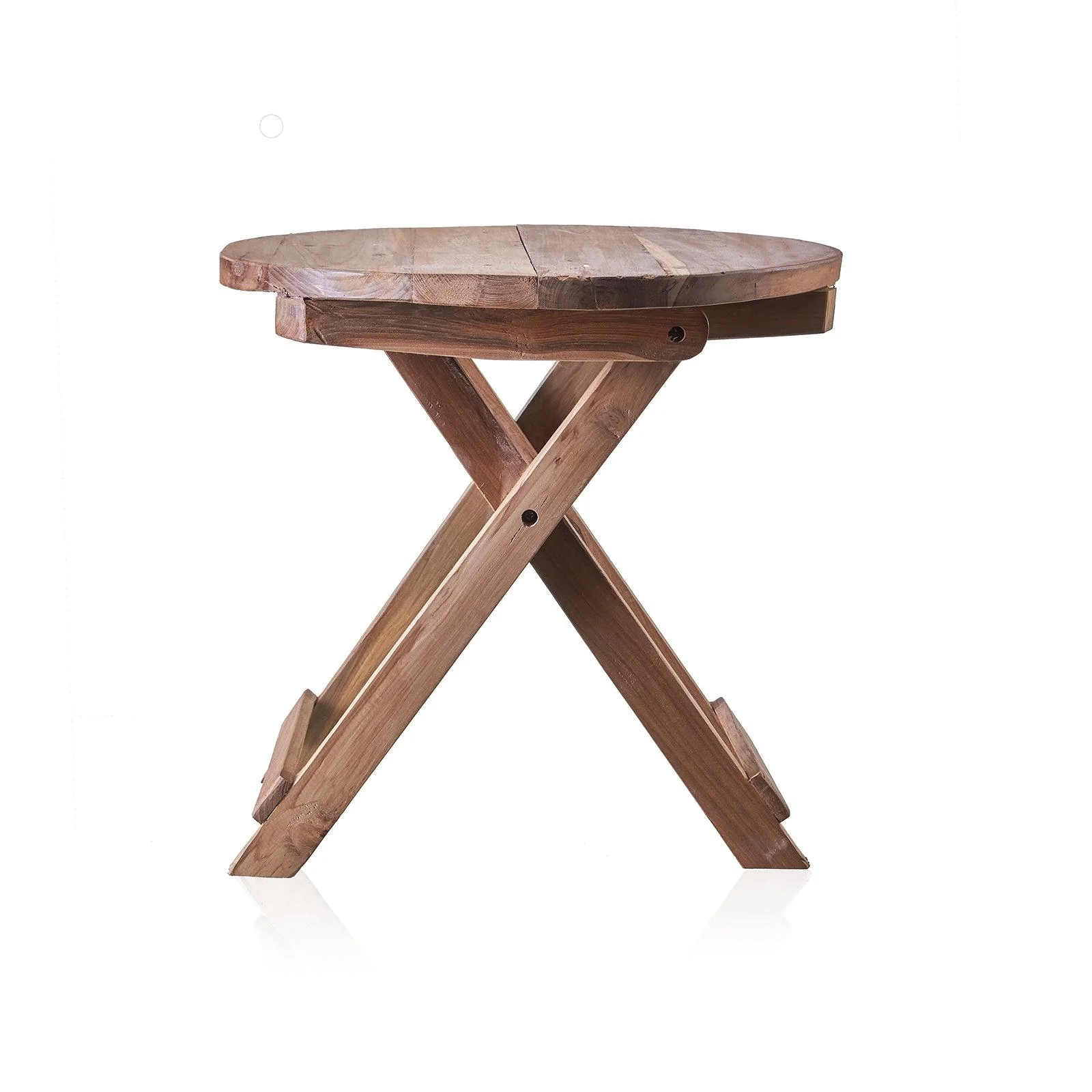 Round Bed Side Table / Coffee Table - Recycled Wood - Image 3