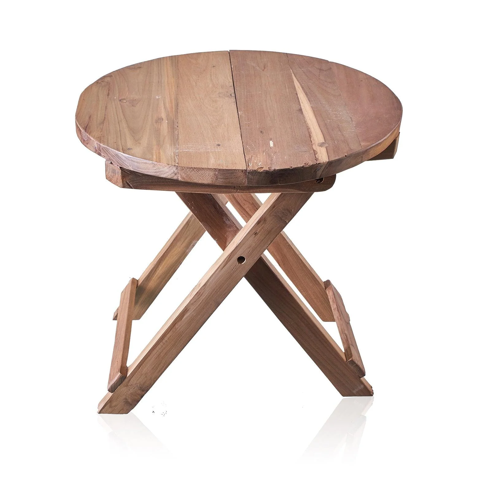 Round Bed Side Table / Coffee Table - Recycled Wood - Image 4