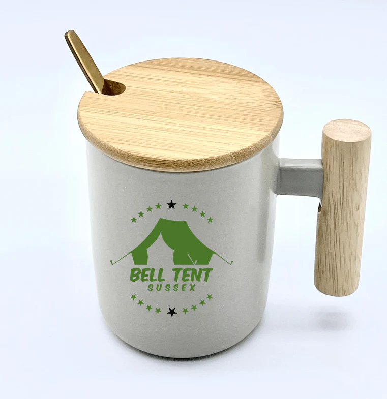 Ceramic Mug With Luxury Bamboo Handle & Lid - Image 3