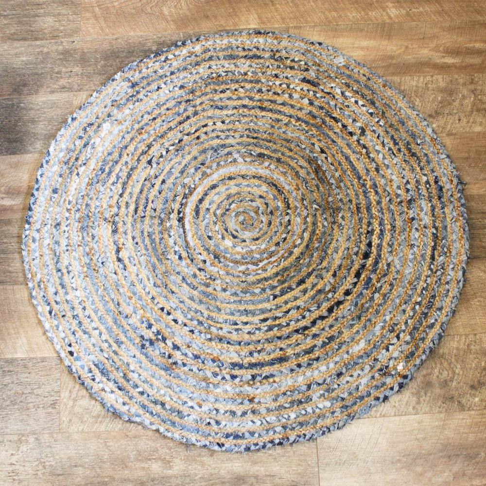 Round Jute and Recycled Soft Denim Rugs - Image 3