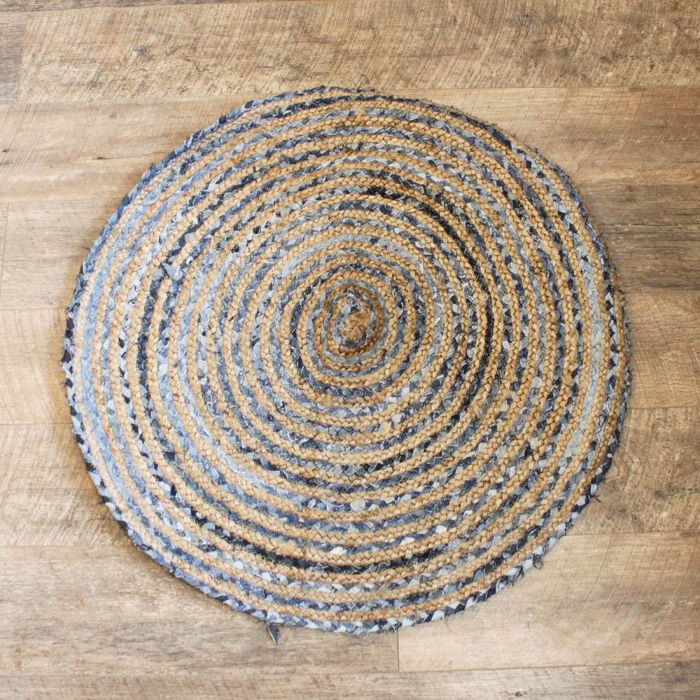 Round Jute and Recycled Soft Denim Rugs - Image 5