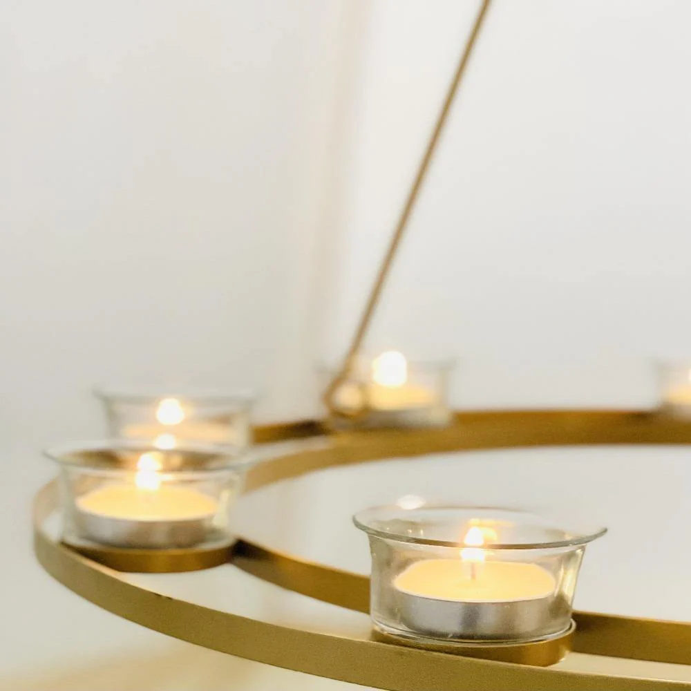 Tea Light Candle Chandelier Double Tier - Gold - Image 11