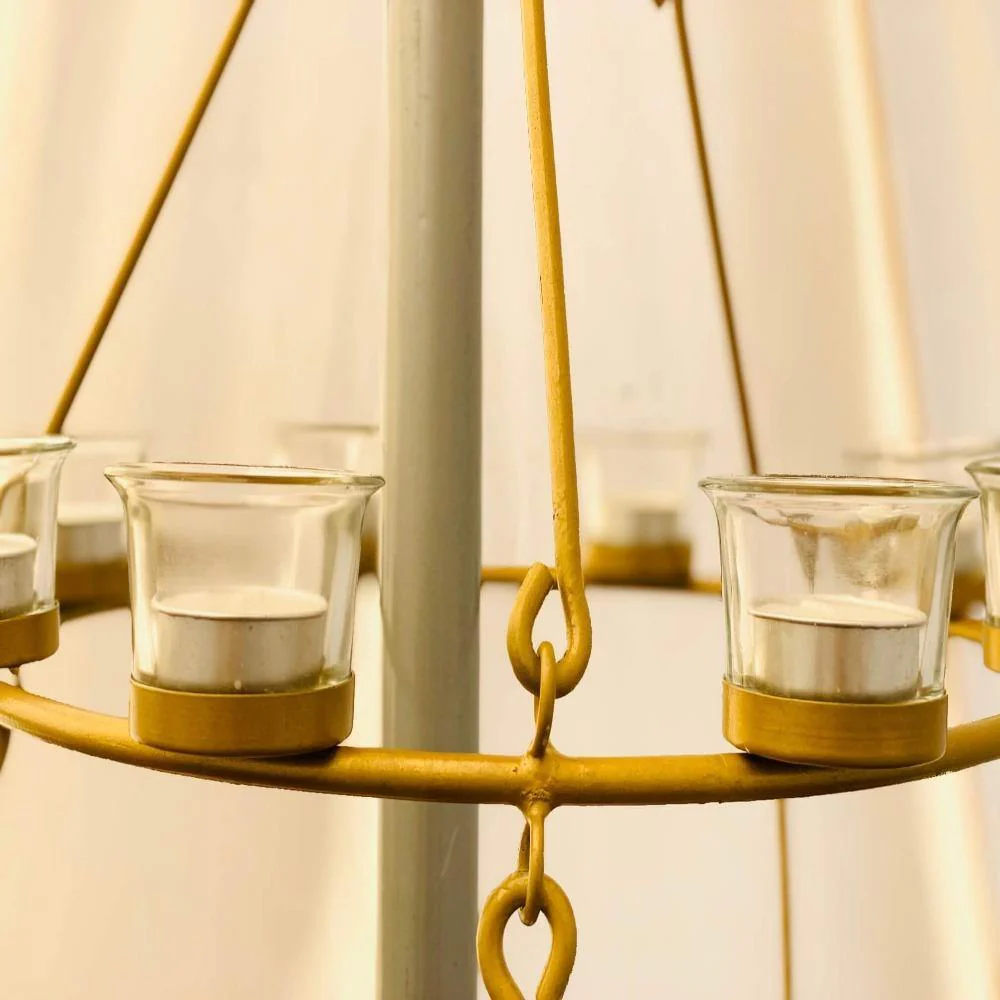 Tea Light Candle Chandelier Double Tier - Gold - Image 6