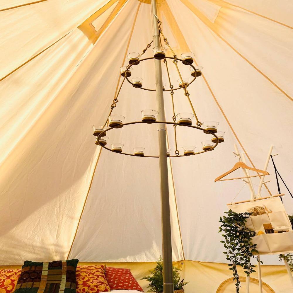 Tea Light Candle Chandelier Double Tier - Gold - Image 9